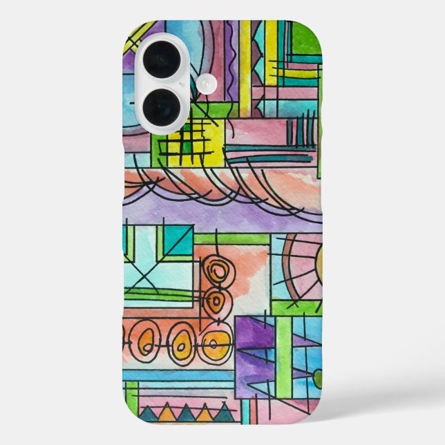 Funda iPhone 16 Playtime-Hand Painted Modern Geometric Art (Reverso )