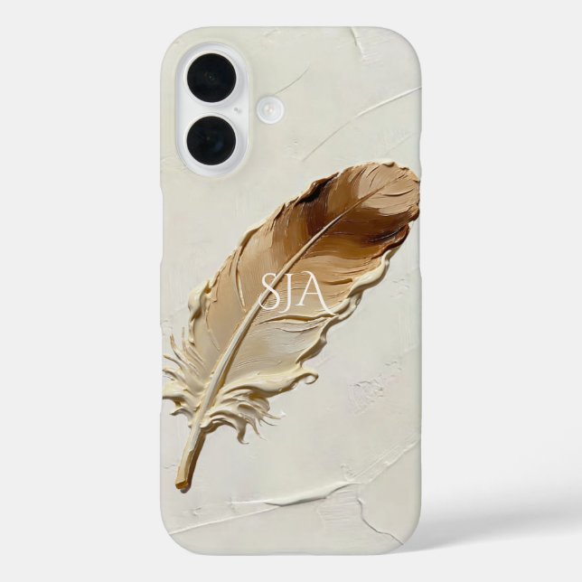 Funda iPhone 16 Pluma 3D Impasto Cálido Neutral Personalizado (Reverso )