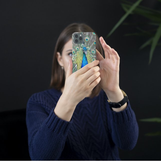 Funda iPhone 16 Pluma de plumas de pavo real azul (In Situ)