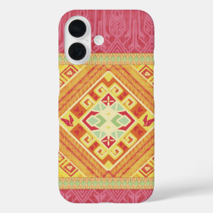 Funda iPhone 16 Plumas rojas y amarillas