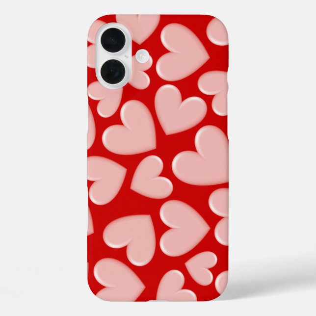 Funda iPhone 16 Plus 3.D Corazones Puffy (Reverso )