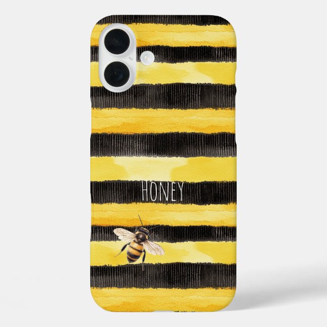 Funda iPhone 16 Plus Abeja dorado negro amarillo (Reverso )