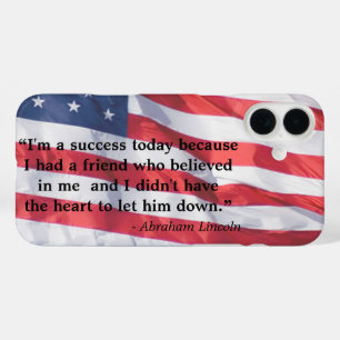 Funda iPhone 16 Plus Abraham Lincoln Amigo Inspirador Cita Bandera de E