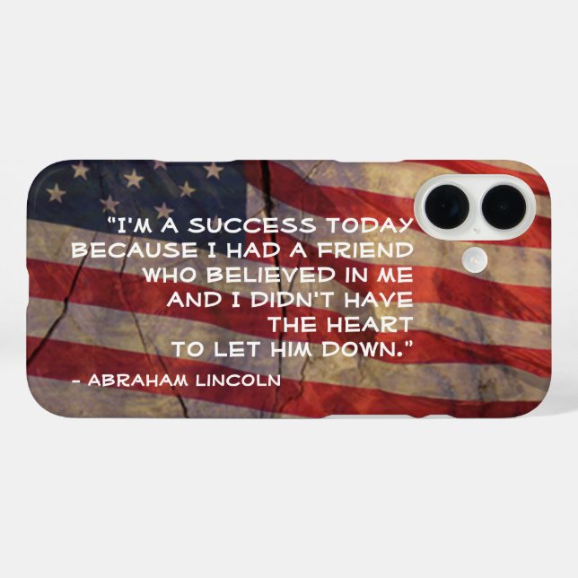 Funda iPhone 16 Plus Abraham Lincoln Success Cita Plantilla de Bandera  (Reverso  (Horizontal))