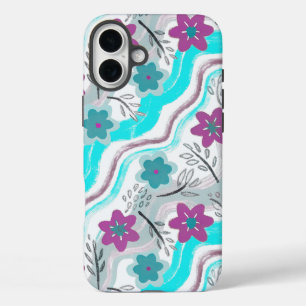 Funda iPhone 16 Plus Abstract Floral Retro Swirls