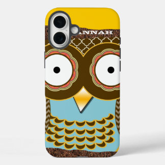 Funda iPhone 16 Plus Acuario colorido y búho amarillo