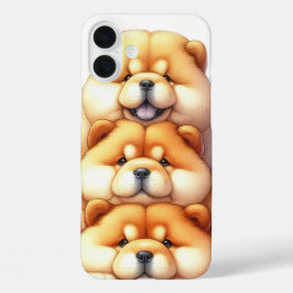 FUNDA iPhone 16 PLUS ADORABLE STACK OF CHOW CHOW PUPPING PERROS