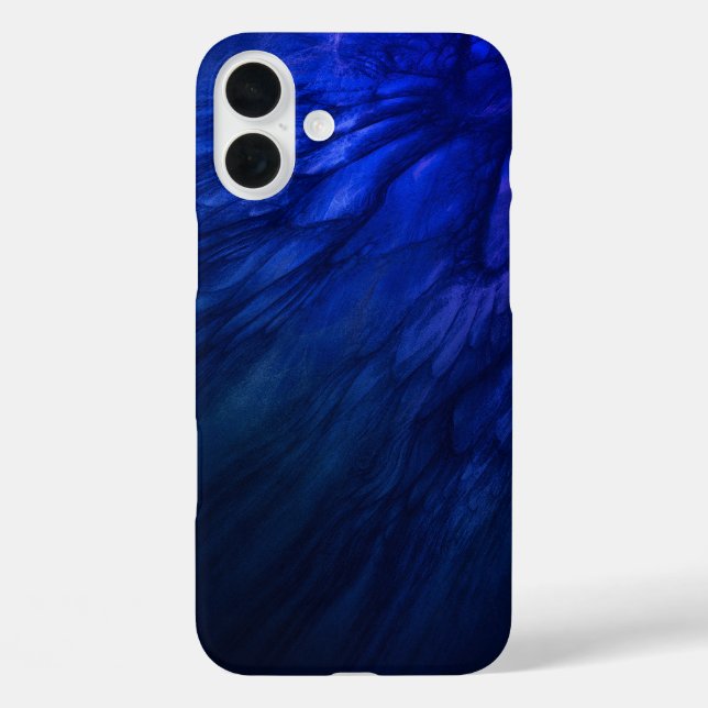 Funda iPhone 16 Plus Alas místicas con plumas azules profundas (Reverso )
