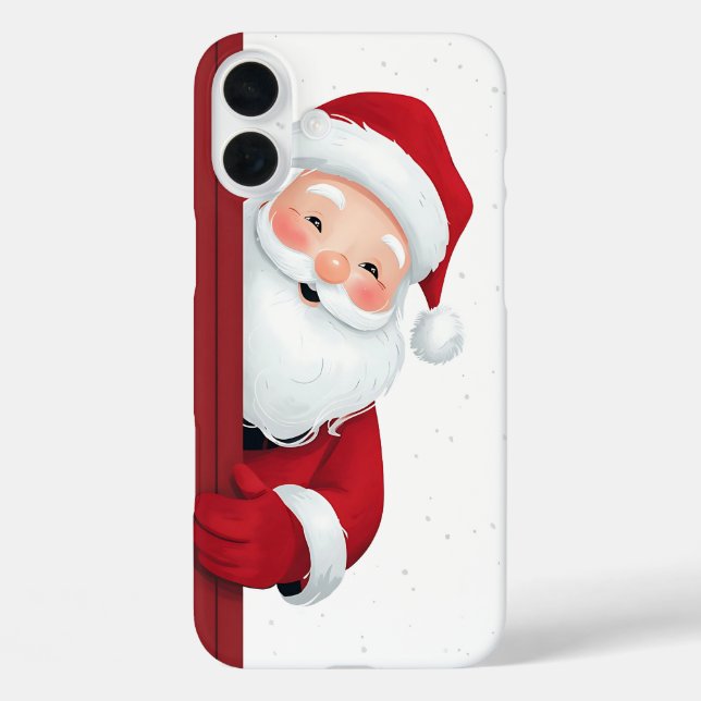 Funda iPhone 16 Plus Alegre Santa Claus mirando por la esquina - F (Reverso )