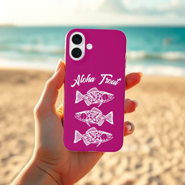 Funda iPhone 16 Plus Aloha Trout-Blue Hawaiian (Aloha Trout Fisherman Trend Hawaiian Fish Beach Summer phone case pink)