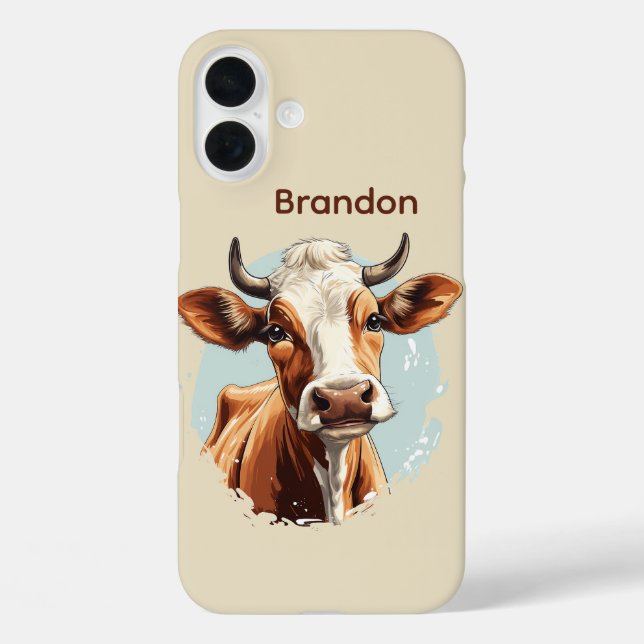 Funda iPhone 16 Plus Amantes de las vacas divertidas añaden nombre (Reverso )