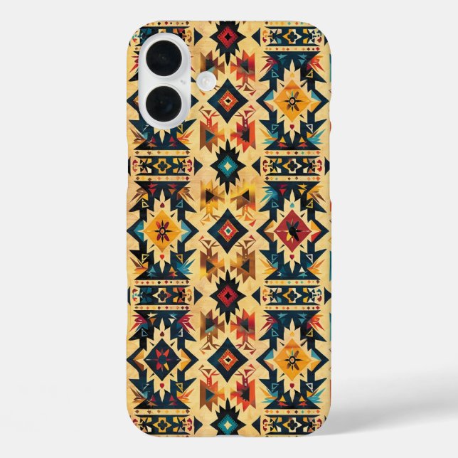 Funda iPhone 16 Plus amantes del patrón de baldosas occidental (Reverso )