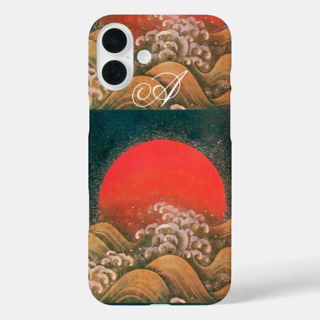 Funda iPhone 16 Plus AMETERASU , SUN GODDESS rojo marrón negro (Reverso )