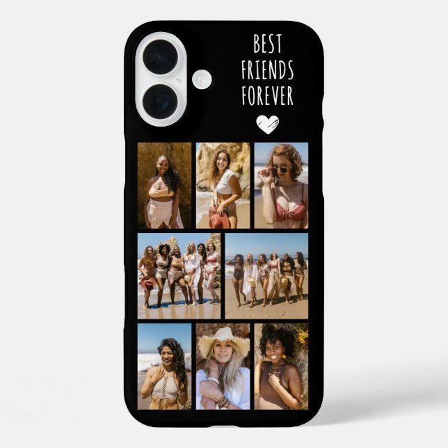 Funda iPhone 16 Plus Amigas para Siempre 8 Foto Negra (Reverso )