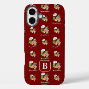Funda iPhone 16 Plus Añadir el patrón inicial de navidad roja navidad j