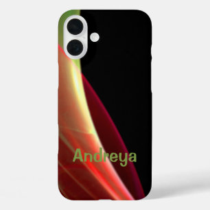 Funda iPhone 16 Plus Añadir tu nombre Barrido de resumen rojo verde soñ