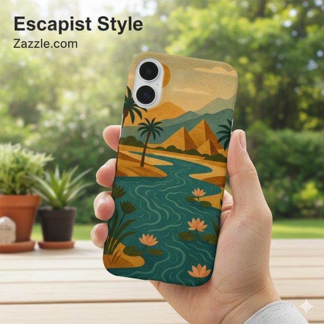 Funda iPhone 16 Plus Anciano Nilo Mystique Pyramids Gold Verde azulado (Subido por el creador)