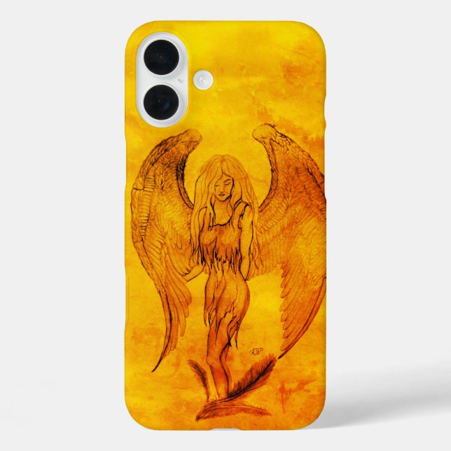 Funda iPhone 16 Plus Ángel al estilo tatuaje (Reverso )