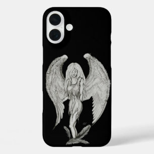 Funda iPhone 16 Plus Ángel - Diseño en blanco y negro