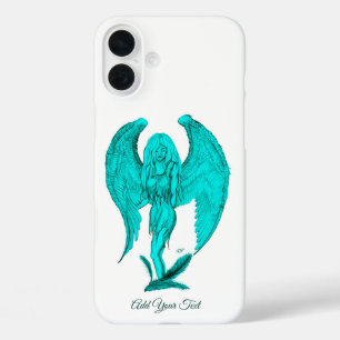 Funda iPhone 16 Plus Ángel, diseño negro y verde