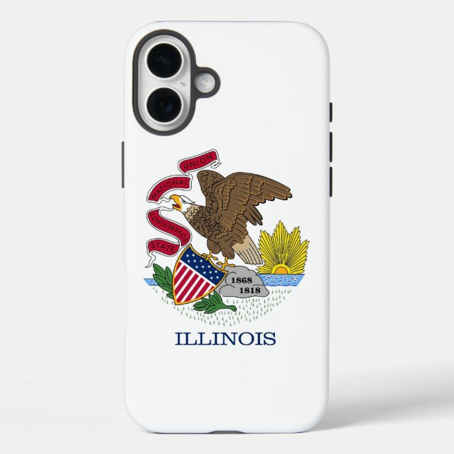 Funda iPhone 16 Plus Apple iPhone 16 Plus Funda-Mate, bandera de Illino (Reverso )