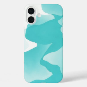 Funda iPhone 16 Plus Aqua Blue Turquoise Resumen Caso de teléfono IP de