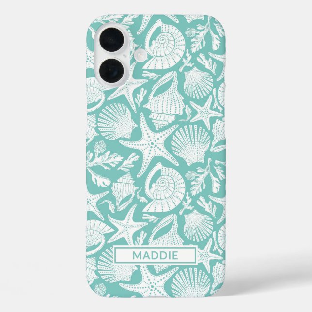 Funda iPhone 16 Plus Aqua Shells Personalized (Reverso )