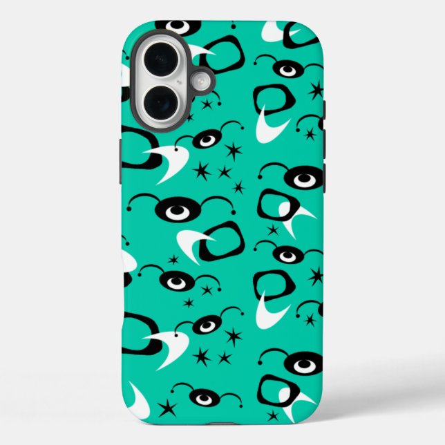 Funda iPhone 16 Plus Arañas atómicas retro (Reverso )