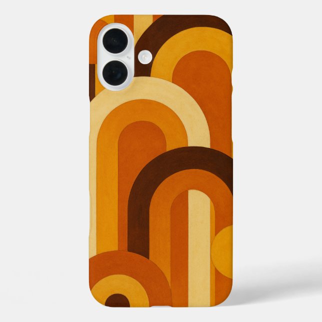 Funda iPhone 16 Plus Arcos y manchas solares Diseño geométrico retro MC (Reverso )
