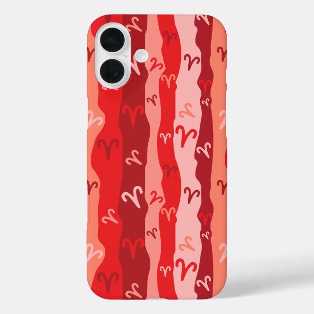 Funda iPhone 16 Plus Aries Zodiac Stripes (Reverso )