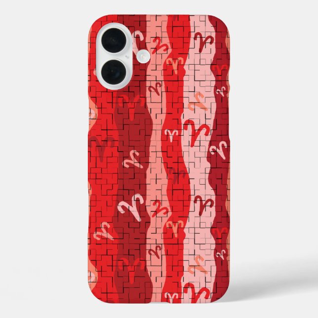 Funda iPhone 16 Plus Aries Zodiac Stripes Rotos Azulejos (Reverso )