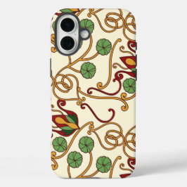 Funda iPhone 16 Plus Art Nouveau-inspired floral design
