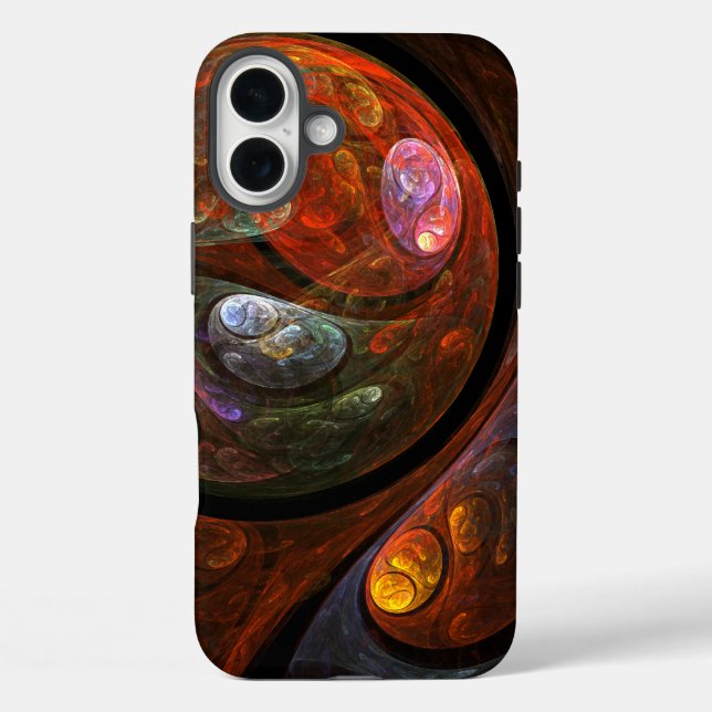 Funda iPhone 16 Plus Arte abstracto de conexión fluida (Reverso )