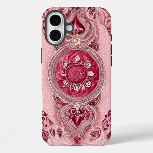 Funda iPhone 16 Plus Arte de IA de arándano y cereza (Reverso )