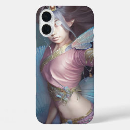 Funda iPhone 16 Plus Arte de IA en japonés con fantasía rosa y azul cla