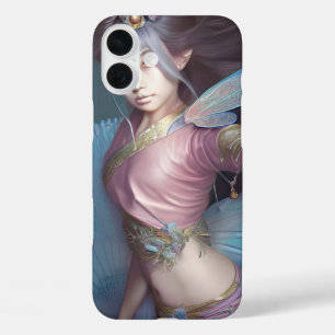 Funda iPhone 16 Plus Arte de IA en japonés con fantasía rosa y azul cla