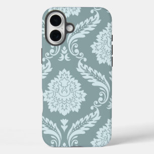 Funda iPhone 16 Plus Arte Rococó Damask I Azul Huevo de Pato+Verde Turq