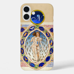 FUNDA iPhone 16 PLUS ASTROLOGÍA ANTIGUA, RÓTULOS ZODIACALES GEM AZUL MO