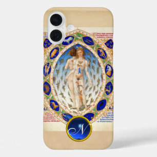 FUNDA iPhone 16 PLUS ASTROLOGÍA ANTIGUA, RÓTULOS ZODIACALES GEM AZUL MO