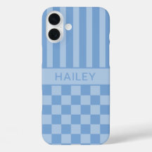 Azul Cuadrada Rayada Personalizada