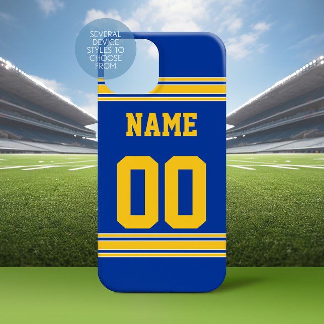 Funda iPhone 16 Plus Azul de Jersey de fútbol con número de nombre amar (Personalized Phone Case with A sporty Design)
