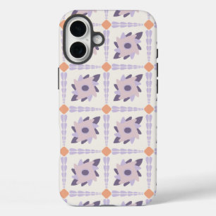 Funda iPhone 16 Plus Azulejo decorativo colorido morado pastel