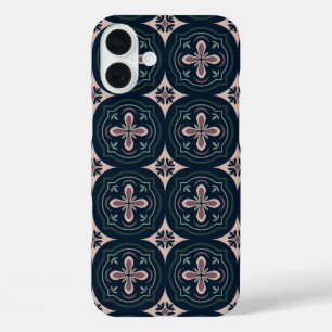 Funda iPhone 16 Plus Baldosas Geométricas Florales Terrosas