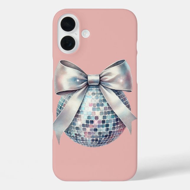 Funda iPhone 16 Plus Baloncesto discográfico rosa (Reverso )