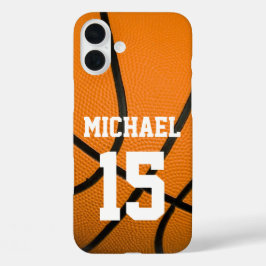 Funda iPhone 16 Plus Baloncesto tu nombre Personalizable