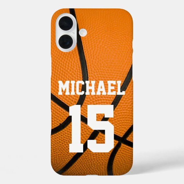 Funda iPhone 16 Plus Baloncesto tu nombre Personalizable (Reverso )