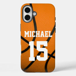 Funda iPhone 16 Plus Baloncesto tu nombre Personalizable