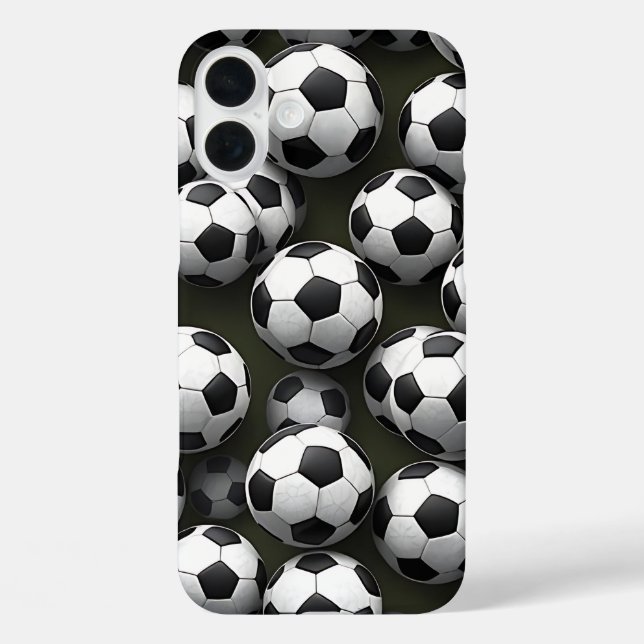 Funda iPhone 16 Plus Balones de fútbol (Reverso )