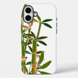Funda iPhone 16 Plus Bambú verde aislado sobre fondo blanco