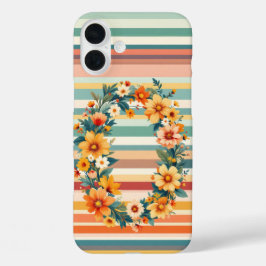 Funda iPhone 16 Plus Bandas De Flor Retro (O)